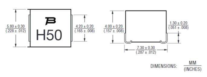 Mechanical Drawing - Bourns SF-2923HC-C SinglFuse™ SMD Fuses